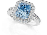 White gold Fancy Blue Radiant  Halo Pavé Diamond Engagement Ring with Bezel Setting_50