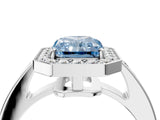 White gold Fancy Blue Radiant  Halo Pavé Diamond Engagement Ring with Bezel Setting_53