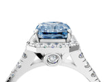 White gold Fancy Blue Radiant  Halo Pavé Diamond Engagement Ring with Four-Prong Setting_30