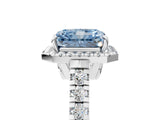 White gold Fancy Blue Radiant  Halo Pavé Diamond Engagement Ring with Four-Prong Setting_31