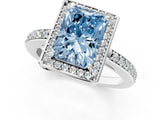 White gold Fancy Blue Radiant  Halo Pave Band Solitaire Ring with Prong Setting_67