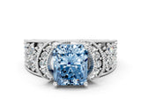White gold Fancy Blue Radiant  Halo Pave Diamond Engagement Ring with Milgrain Detailing_68