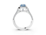 White gold Fancy Blue Radiant  Halo Pave Split Shank Prong Setting Ring_29