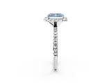 White gold Fancy Blue Radiant  Halo Round Diamond Pavé Band Four-Prong Ring_11