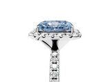 White gold Fancy Blue Radiant  Halo Round Diamond Pavé Band Four-Prong Ring_8