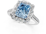 White gold Fancy Blue Radiant  Halo Round Diamond Pave Band with Four-Prong Setting_51