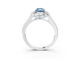 White gold Fancy Blue Radiant  Halo Round Diamond Pave Band with Four-Prong Setting_53