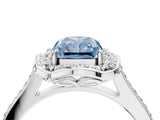 White gold Fancy Blue Radiant  Halo Round Diamond Pave Band with Four-Prong Setting_54