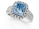 White gold Fancy Blue Radiant  Halo Round Diamond Pave Band with Prong Setting_14