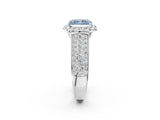 White gold Fancy Blue Radiant  Halo Round Diamond Pave Band with Prong Setting_14