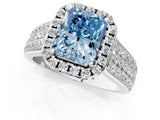 White gold Fancy Blue Radiant  Halo Round Diamond Pave Band with Prong Setting_26