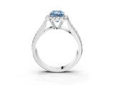 White gold Fancy Blue Radiant  Halo Round Diamond Pave Band with Prong Setting_27
