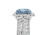 White gold Fancy Blue Radiant  Halo Round Diamond Pave Band with Prong Setting_30