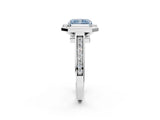 White gold Fancy Blue Radiant  Halo Solitaire Diamond Ring with Pave Band and Bezel Setting_51