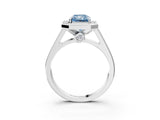 White gold Fancy Blue Radiant  Halo Solitaire Diamond Ring with Pave Band and Bezel Setting_52