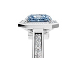 White gold Fancy Blue Radiant  Halo Solitaire Diamond Ring with Pave Band and Bezel Setting_54