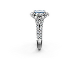 White gold Fancy Blue Radiant  Halo Split Shank Diamond Engagement Ring with Pave Band and Four-Prong Setting_73