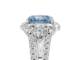 White gold Fancy Blue Radiant  Halo Split Shank Diamond Engagement Ring with Prong Setting_25