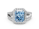 White gold Fancy Blue Radiant  Halo Split Shank Diamond Ring with Four-Prong Setting_32