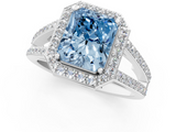 White gold Fancy Blue Radiant  Halo Split Shank Diamond Ring with Four-Prong Setting_33