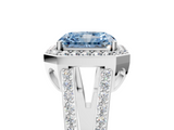 White gold Fancy Blue Radiant  Halo Split Shank Diamond Ring with Four-Prong Setting_37