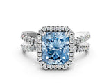 White gold Fancy Blue Radiant  Halo Split Shank Diamond Ring with Pavé Setting_25