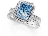 White gold Fancy Blue Radiant  Halo Split Shank Diamond Ring with Pavé Setting_32