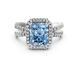 White gold Fancy Blue Radiant  Halo Split Shank Diamond Ring with Pavé Setting_33