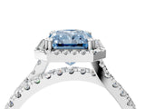 White gold Fancy Blue Radiant  Halo Split Shank Diamond Ring with Pavé Setting_35