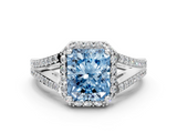 White gold Fancy Blue Radiant  Halo Split Shank Diamond Ring with Prong Setting_20
