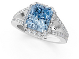White gold Fancy Blue Radiant  Halo Split Shank Diamond Ring with Prong Setting_21