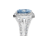 White gold Fancy Blue Radiant  Halo Split Shank Diamond Ring with Prong Setting_25