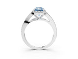 White gold Fancy Blue Radiant  Halo Split Shank Pave Diamond Ring with Four-Prong Setting_62
