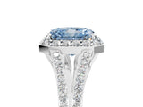 White gold Fancy Blue Radiant  Halo Split Shank Pave Diamond Ring with Four-Prong Setting_64