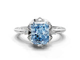 White gold Fancy Blue Radiant  Halo Split Shank Pave Diamond Ring with Petal Prong Setting_32