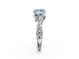 White gold Fancy Blue Radiant  Halo Twist Band Solitaire Prong Setting Ring_81