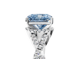 White gold Fancy Blue Radiant  Halo Twist Band Solitaire Prong Setting Ring_84