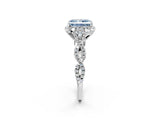 White gold Fancy Blue Radiant  Halo Twist Band Solitaire Ring with Six-Prong Setting_5