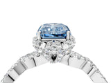 White gold Fancy Blue Radiant  Halo Twist Band Solitaire Ring with Six-Prong Setting_7