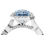 White gold Fancy Blue Radiant  Halo Twist Band Solitaire Ring_24