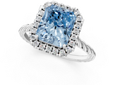 White gold Fancy Blue Radiant  Halo Twisted Band Four-Prong Diamond Ring_21