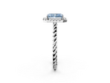 White gold Fancy Blue Radiant  Halo Twisted Band Four-Prong Diamond Ring_22