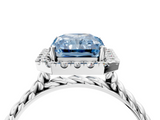 White gold Fancy Blue Radiant  Halo Twisted Band Four-Prong Diamond Ring_24