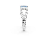 White gold Fancy Blue Radiant  Halo Twisted Band Four-Prong Ring_34