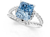 White gold Fancy Blue Radiant  Halo Twisted Band Four-Prong Ring_57