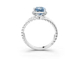 White gold Fancy Blue Radiant  Halo Twisted Band Four-Prong Ring_59