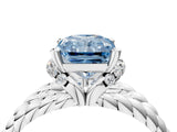 White gold Fancy Blue Radiant  Halo Twisted Band Four-Prong Ring_60