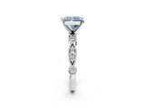 White gold Fancy Blue Radiant  Milgrain Bezel Diamond Engagement Ring with Solitaire Prong Setting_151