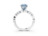 White gold Fancy Blue Radiant  Milgrain Bezel Diamond Engagement Ring with Solitaire Prong Setting_152