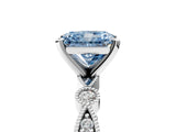 White gold Fancy Blue Radiant  Milgrain Bezel Diamond Engagement Ring with Solitaire Prong Setting_160